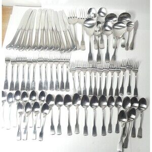 American Colonial Oneida Cube 72pc Flatware Set Stainless Forks Spoons